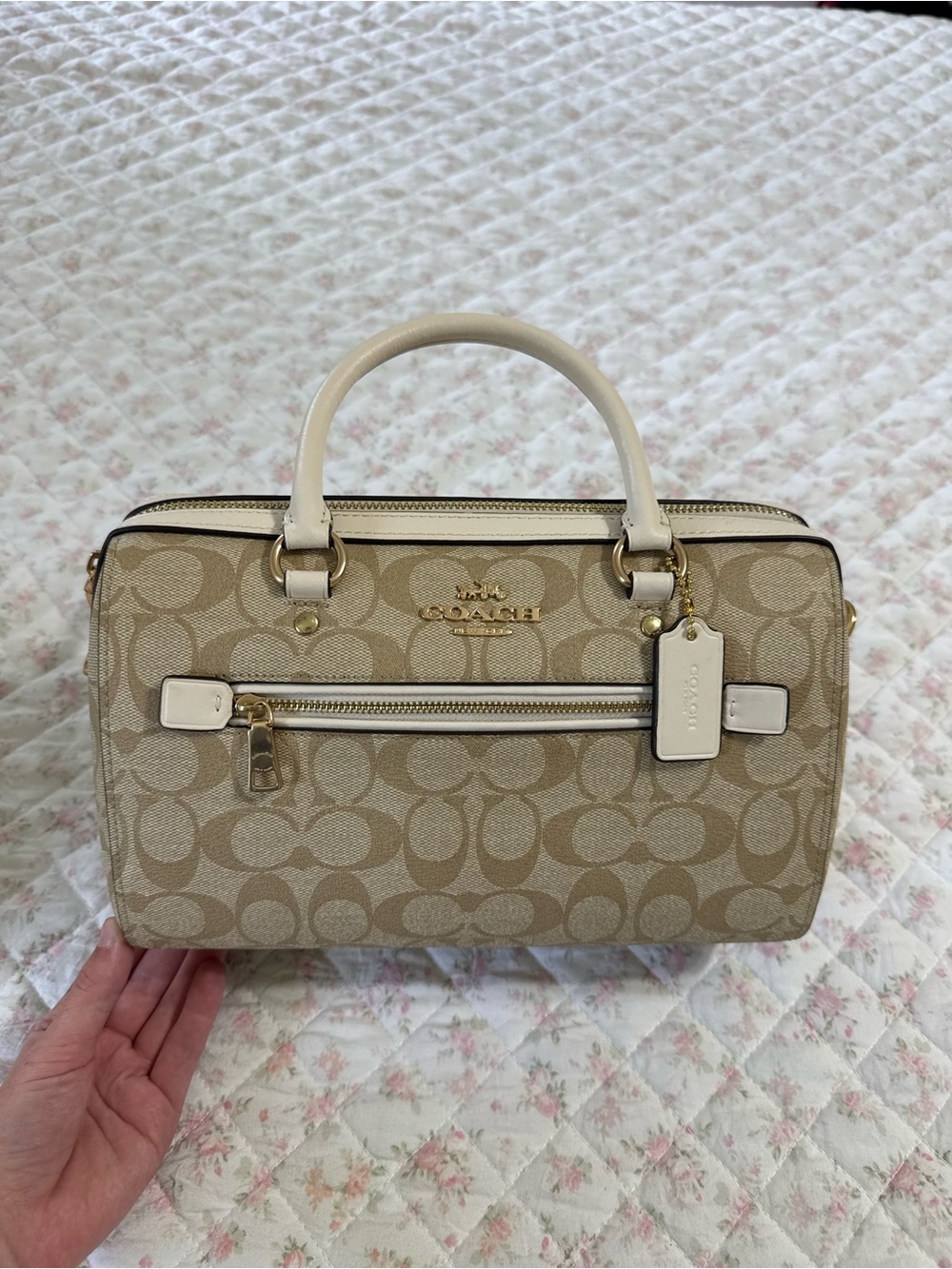 Coach Beige and Chalk Signature Dome Satchel